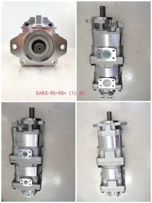 Hydraulische tandwielpomp Komatsu-pomp SAR3-90+90+(1)20 Hydraulische motor Gegooid ijzer Aluminiumlegering Oliepomp Zware machines Energiebron Hydraulische reserveonderdelen Certificering